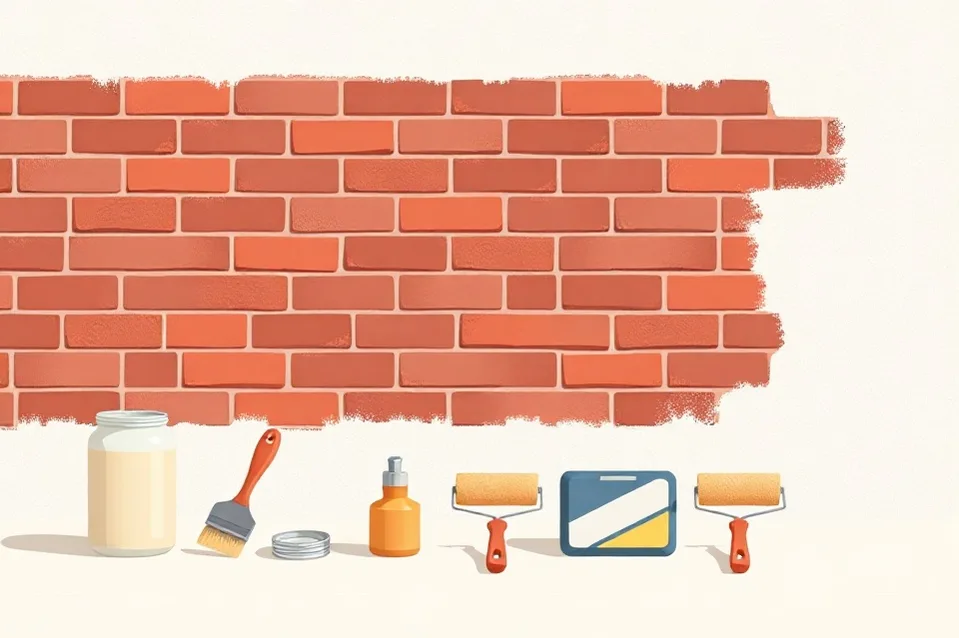 Outils de peinture disposés dans l'ordre des étapes du chantier