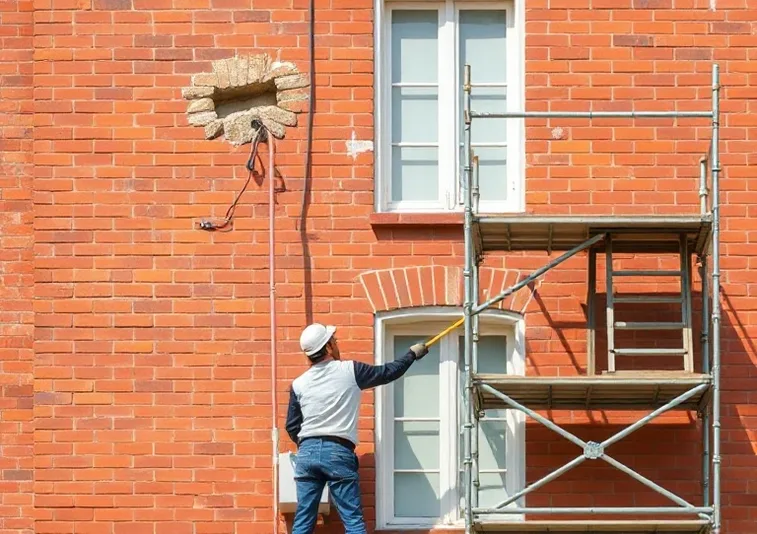 Ravalement de façade en pierre, nettoyage et application d'enduit