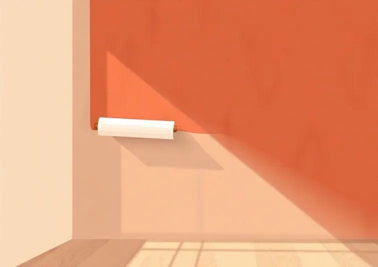 Pose de papier peint, rouleau et brosse à maroufler